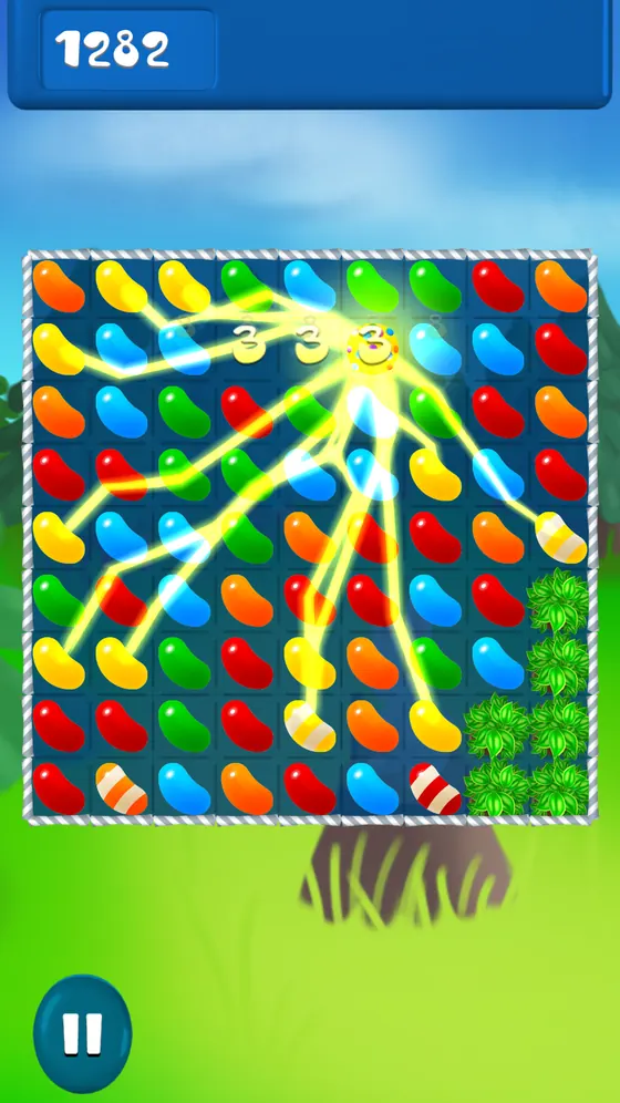 Match 3 Candy board of jelly bean candies with a bright clearing effect